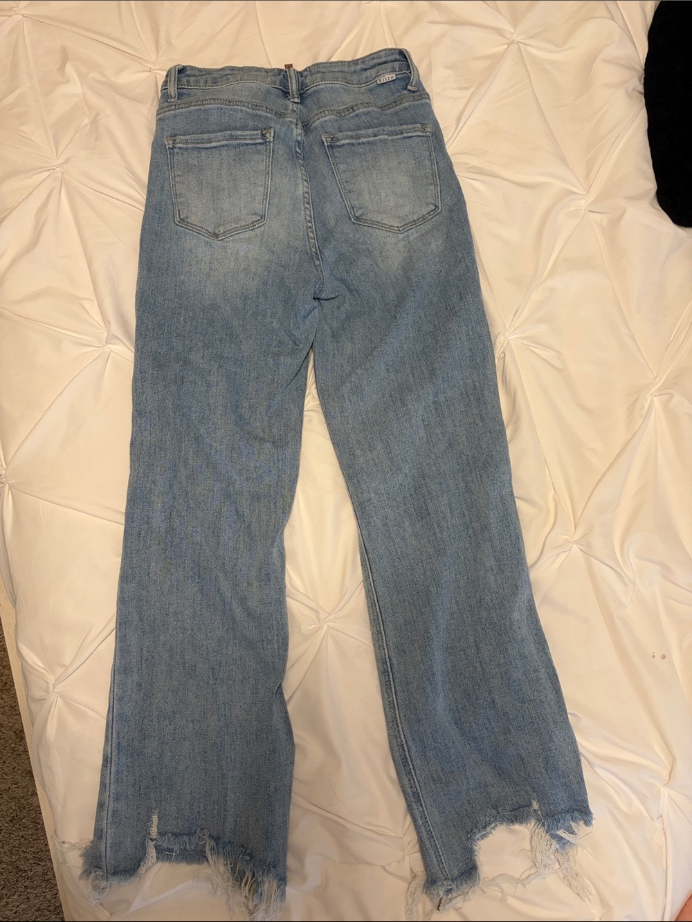 Women's Light Blue Distressed Wide Leg Jeans - Picture 2 of 2